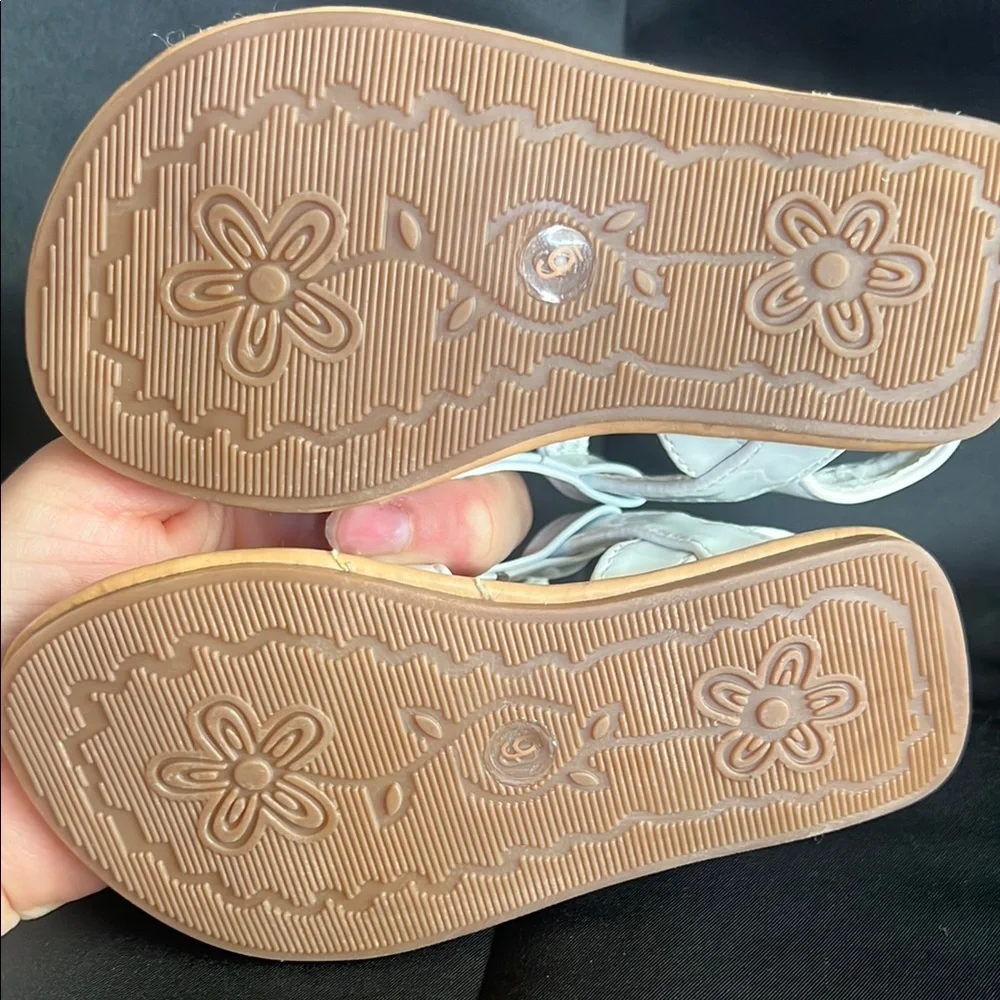 Laura Ashley White and Brown Floral Sandals